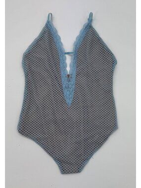 Majorelle Revolve Blue Lace Mesh Plunge Bodysuit Size S
